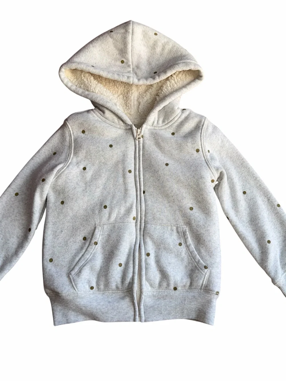Oshkosh B’Gosh Little Girls Gray Hooded Sherpa Lined Zip-Up Sweatshirt Jacket
